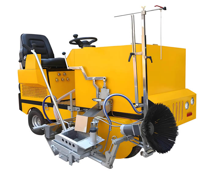 Two-component road marking machine