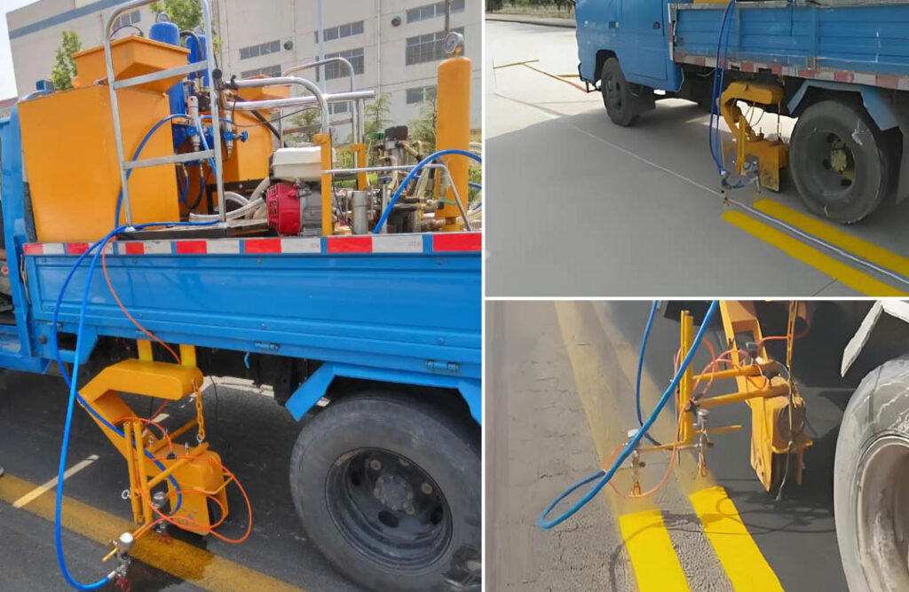 Truck mounted road marking machine